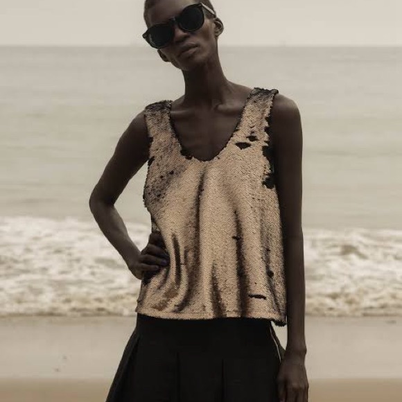 Heidi Merrick Sequin Ella Tank Top Bronze NWT - Picture 3 of 11